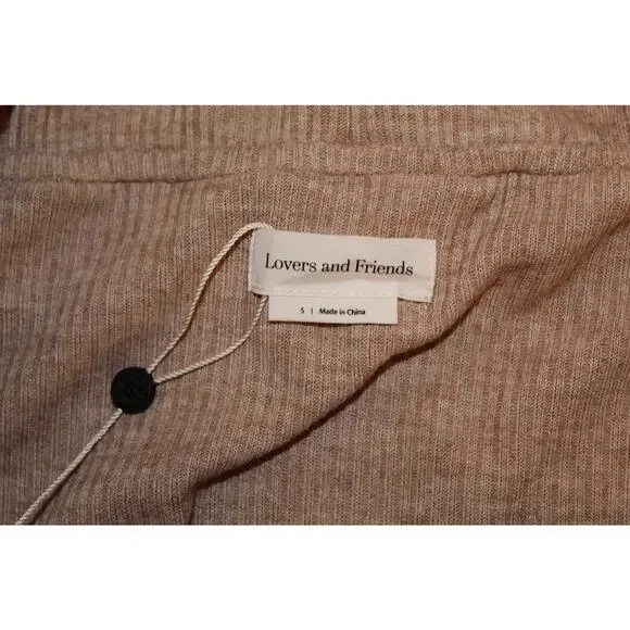 NWT Lovers + Friends Beige Off-Shoulder Ribbed Knit Long Sleeve Top Women  Small - Picture 4 of 4